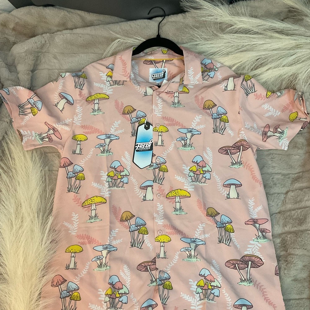 Fresh Clean Tees Pink Mushroom Shirt
